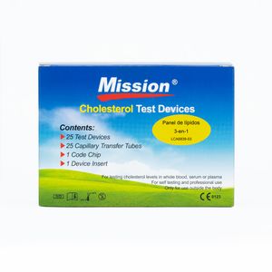 Tira Reactiva para Colesterol y Triglicéridos MISSION CAJA 25 UND