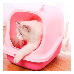 Arenero Cerrado Felino con Diseño Orejas Diseño Rosado