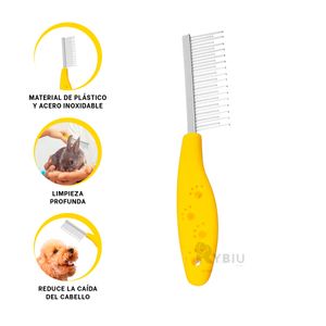 Peine para Perros Resistente de Dos Tamaños en Amarillo