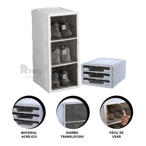 Zapatera Plegable de 3 Niveles con Tapa en Color Blanco