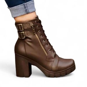 Botin Mujer Cierre Taco 7 2086L-60 Color Marron