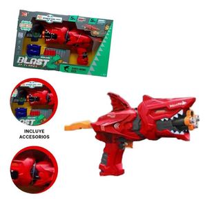 Juguete Pistola Lanza Dardos Tiburon -Rojo