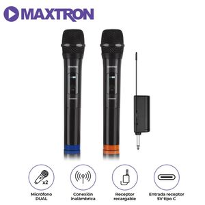 Micrófono Dual Maxtron MX7258 Crooner Conectividad Inalámbrico