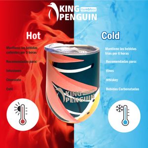Vaso Térmico de Acero Inoxidable King Penguin 355ml con Tapa Antiderrame modelo Flying Penguin