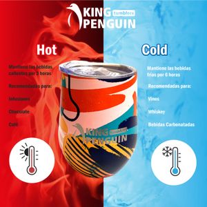 Vaso Térmico de Acero Inoxidable 355ml King Penguin con Tapa Antiderrame modelo Wild Penguin