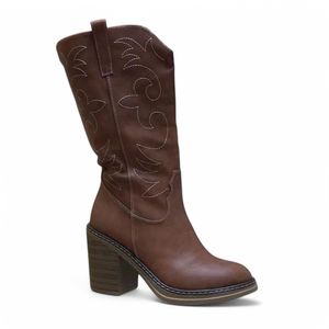 Bota Mujer Larga Texana Clasica Taco 7 Cm 2086L-80 Color Marron