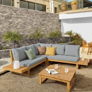 Set de Terraza de Madera en L para 5 Personas Búho Movenda