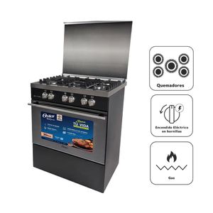Cocina de Pie a Gas OSTER 5 Quemadores OS-PGSGGM3005BRGM Black Inox