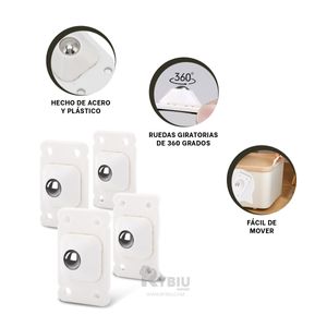 Set de 4 Mini Ruedas Giratorias Portatiles en Blanco