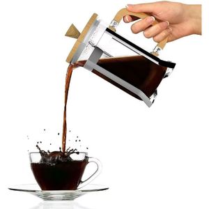 Cafetera Prensa Francesa 600ml con Tapa de Bambú Elegante