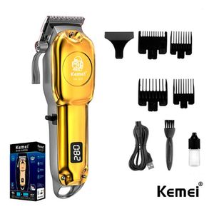 Cortadora Kemei KM-2628 Inalambrica Recargable Dorado