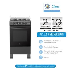 Cocina a gas Midea  MGS20FS2LFAMB-PE Mastercook Plus 20'' 4 Quemadores Negra