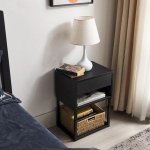 Velador Moderno Freddy 1 Cajón Negro TU MESITA