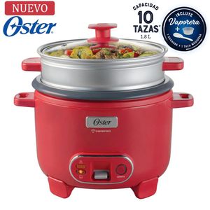 Olla Arrocera Oster 1.8L 3 en 1 Función de Sofrito Vaporera Rojo