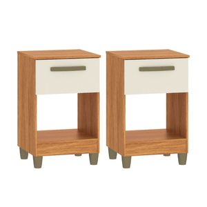 Set de 2 Veladores Blanco/Castaño Fellicci