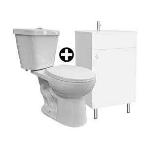 COMBO Baño Orange: Taza + Tanque + Asiento Gamma Blanco + Vanitorio Viena 50cm