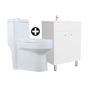 COMBO Baño Orange: Inodoro One Piece Antártico Brillante + Vanitorio Viena 60cm Blanco