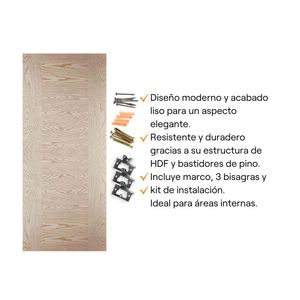 COMBO Werken: Puerta HDF + Marco + 3 Bisagras + Kit de Instalación 85x207cm + Manija para Dormitorio Black Mate