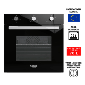 COMBO Klimatic: Cocina empotrable Nina 60 Negra 60cm + Horno Empotrable Berlin Eléctrico Acero 70L Negro + Campana IWH101NE/M 60cm