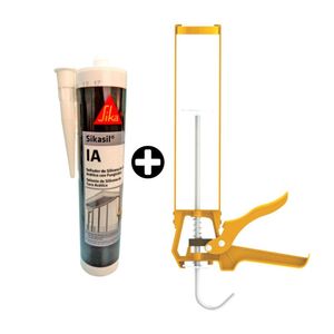 COMBO Sika: Sellante de Silicona Acética con Fungicidas Sikasil IA Blanco 280ml + Pistola aplicadora para silicona
