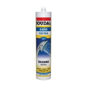 COMBO Silicona Soudal Baños y Cocinas Blanco + Silicona Soudal Baños y Cocinas Transparente