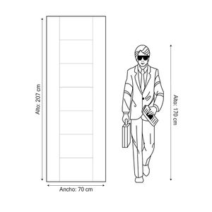 COMBO Werken: Puerta HDF + Marco + 3 Bisagras + Kit de Instalación 70x207cm + Manija para Dormitorio Black Mate