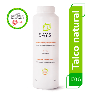 Talco Natural Refrescante Saysi (Uña de Gato, Orégano y Menta)