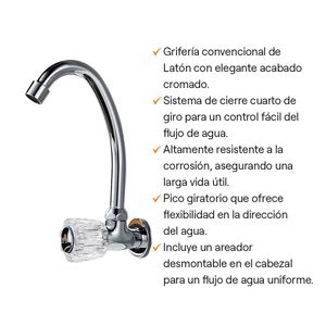 COMBO Lavadero fibra de vidrio 60x45cm Future Marble + Llave de lavadero a la pared Frost Orange