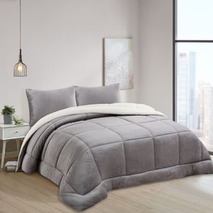 Edredón OI25 Flannel Sherpa Taupe Queen