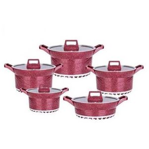 Juego de  ollas de roca volcánica valeska vl-let010 10 piezas rojo