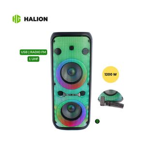Parlante Activo Halion PHA-208F Doble 8¨ Flama 1UHF Mic-Bateria