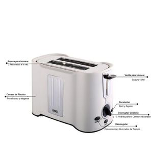 Tostadora de Pan Eléctrica 850 W DSP KC2038 Blanca
