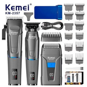 Pack Kemei KM-2375 Cortadora Pantalla Led con Trimmer y Afeitadora