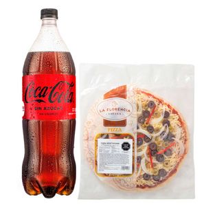 Pack Pizza Vegetariana Familiar x un + Gaseosa COCA COLA Sin Azúcar Botella 1.5L