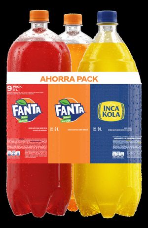 Gaseosa FANTA Naranja + FANTA Kola Inglesa + INKA KOLA Botella 3L Pack 3un