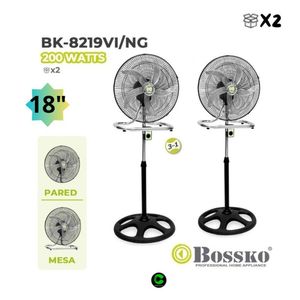 Ventilador Bossko 5 Aspas 3 En 1 De 18″ 200W BK-8219VI/NG X2 UNIDADES