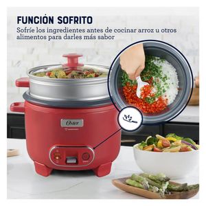Olla Arrocera Oster 1.8L 3 en 1 Función de Sofrito Vaporera Rojo