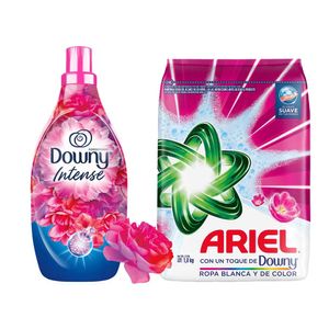 Pack Detergente en Polvo ARIEL con Toque de DOWNY Bolsa 1.8Kg + Suavizante DOWNY Floral Botella 1.4L