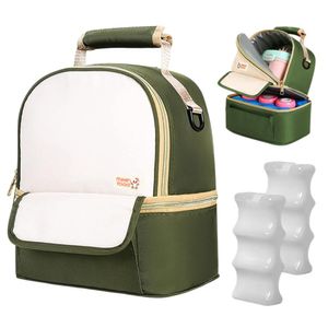Cooler Bag Bolso Termico Conservador de Leche Materna Verde + 2 Porta Hielo con Gel