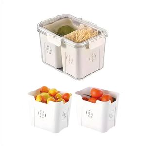 Organizador de Alimentos rectangular con tapa FB-02 Blanco+transparent