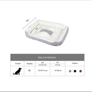 Cama Para Perros Antideslizante y Lavable Gris - Talla M