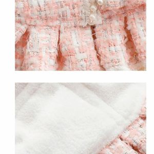 Ropa Para Perros Vestido Tweed Perlas Rosado - Talla S