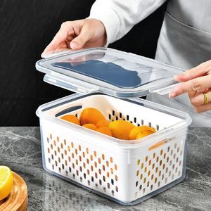 Set de 3 organizadores de alimentos con tapa y escurridor - Blanco