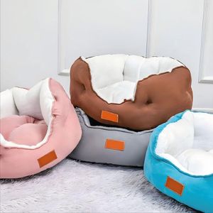 Cama Para Perros Acolchado Suede Marrón Blanco - Talla S