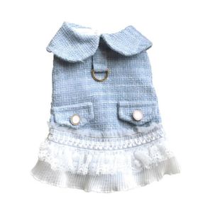 Ropa Para Perros Vestido Falda Plisada Celeste - Talla XL