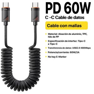 ESSAGER Cable de Carga Rápida 3A60W Tipo C para autos