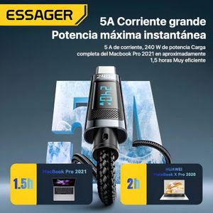 Cable de carga rápida Essager  240 W USB C  Para MacBook, Sansung, Xiaomi