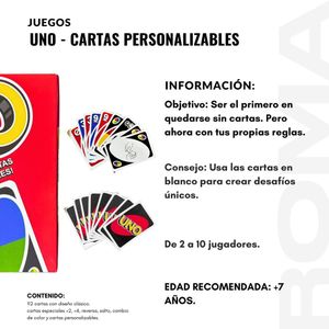 UNO – CARTAS PERSONALIZABLES JUEGO DE CARTAS