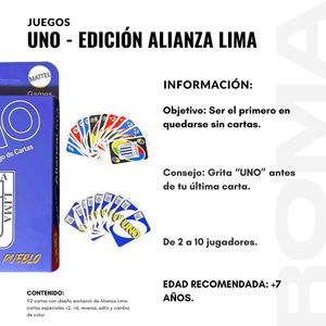 PACK 3 UNO – EDICIÓN ALIANZA LIMA V1 JUEGO DE CARTAS