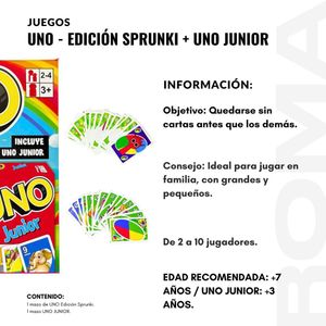 PACK 3 UNO – EDICIÓN SPRUNKI + UNO JUNIOR JUEGO DE CARTAS